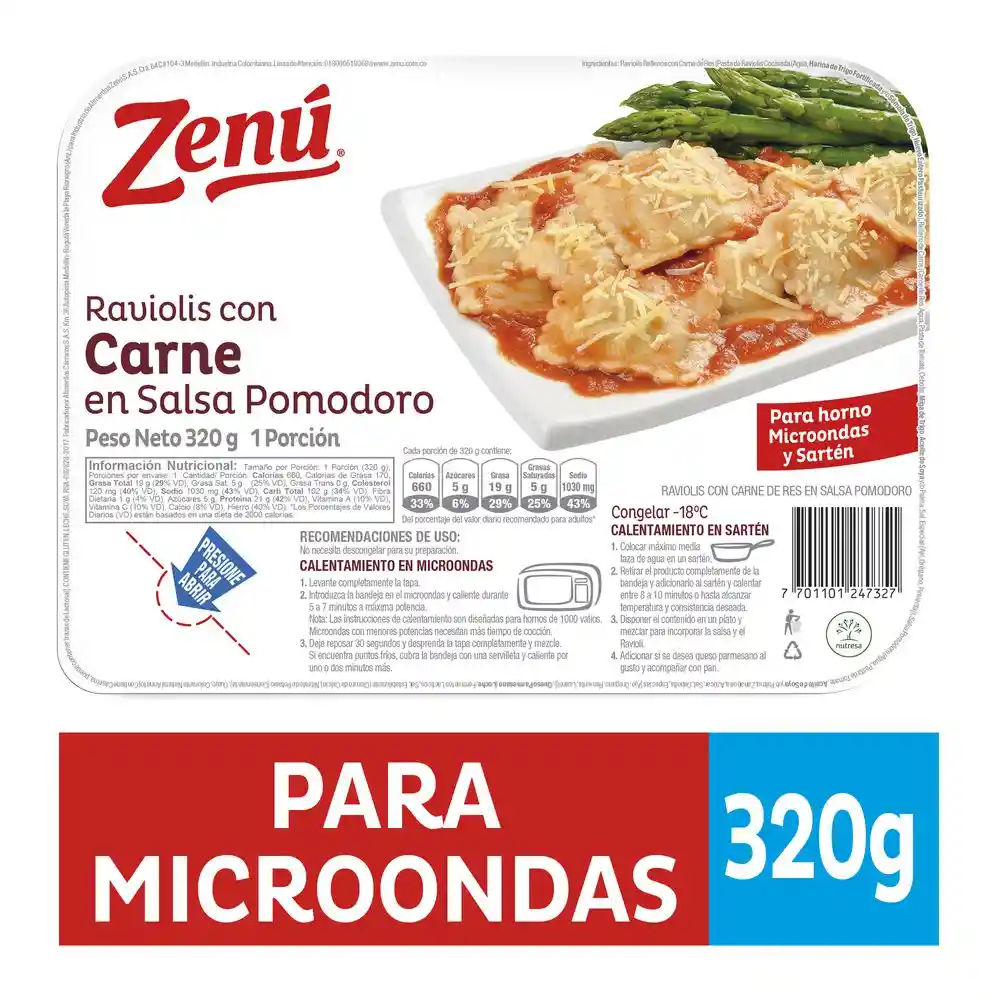 Zenú Raviolis con Carne