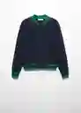Chaqueta Cazadora Tricot Chaito Navy Talla XL Mujer Mango