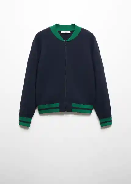 Chaqueta Cazadora Tricot Chaito Navy Talla XL Mujer Mango