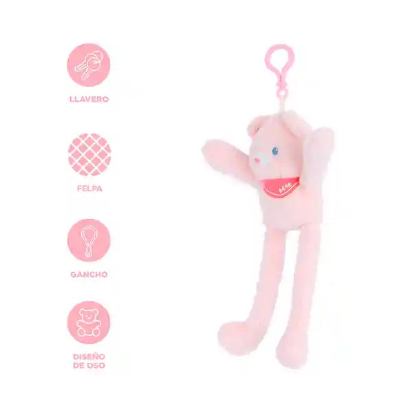 Llavero Colgante Que Tira de Las Orejas Oso Rosa Miniso