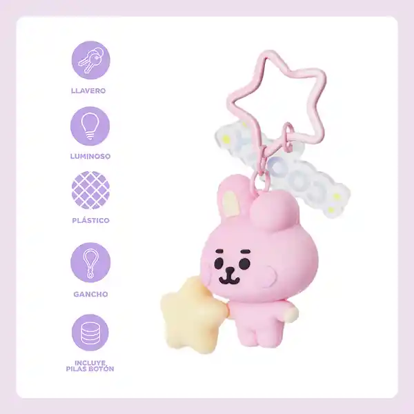 Llavero Luminoso Led  Baby Cooky Serie Bt21 Miniso