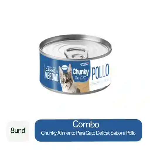 8 x Chunky Alimento Para Gato Delicat Sabor a Pollo