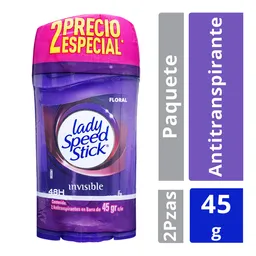 Desodorante Mujer Lady Speed Stick Barra Invisible Floral 45gr x2