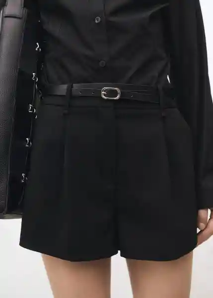 Short Ambar Negro Talla 38 Mujer Mango