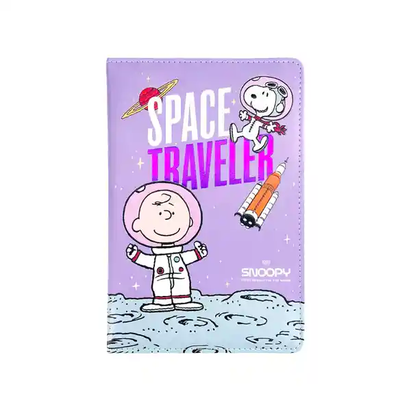 Libreta Snoopy Viaje Espacial Morado Miniso