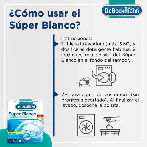 Dr Beckmann Blanqueador Intensivo Súper Blanco sin Cloro