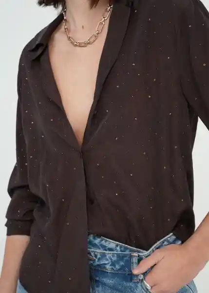 Camisa Annie Mujer Café Ristretto Talla M 419g332 Naf Naf