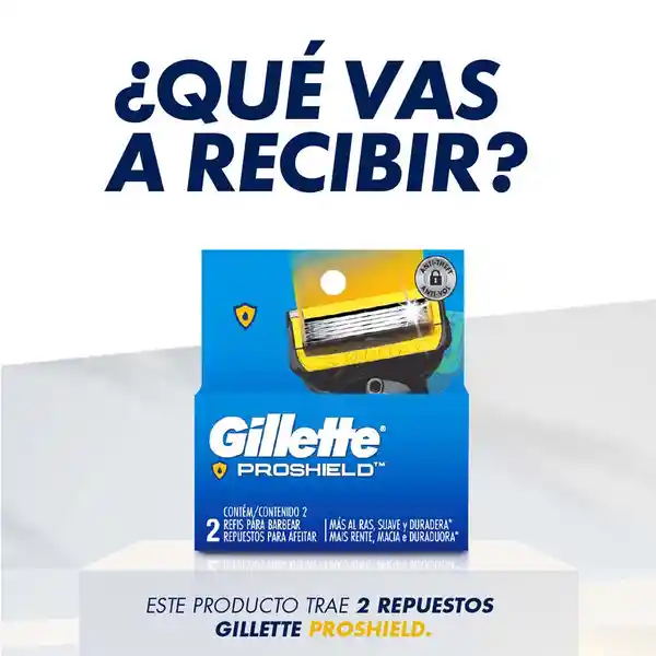 GILLETTE Proshield Repuestos Cuchilla de Afeitar Máquina de Afeitar con 5 Hojas Afeitado más al Ras Afeitadora para Hombre 2 Uds