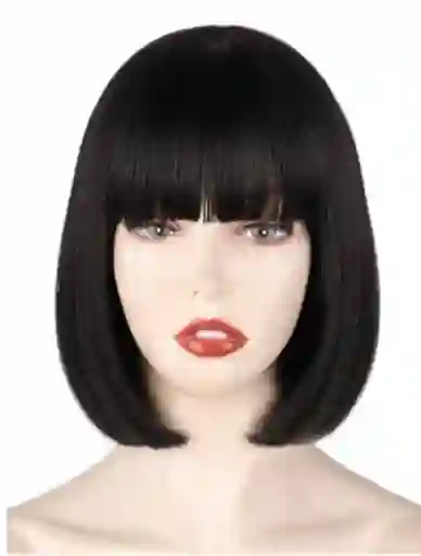 Ad Peluca Lisa Corta Negra