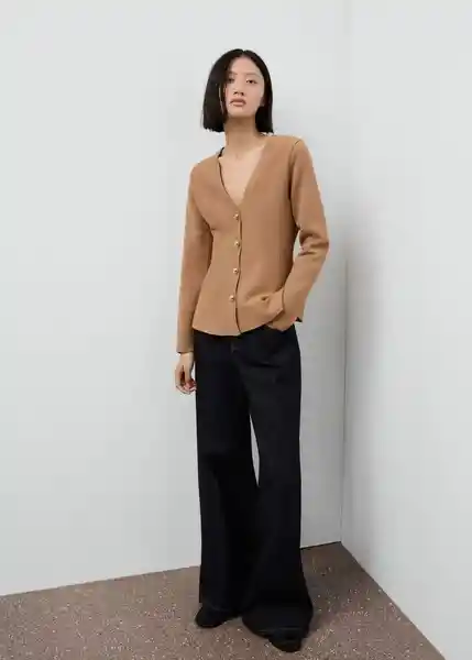 Chaqueta Tona Camel Talla M Mujer Mango