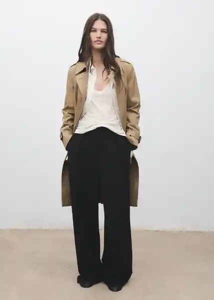 Abrigo Trench Polana Beige Talla M Mujer Mango