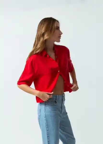 Camisa Valen Mujer Rojo Gobelino Talla L 411G302 Naf Naf