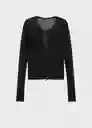 Cárdigan Bow Negro Talla XS Mujer Mango