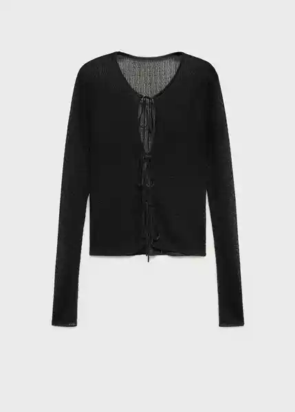 Cárdigan Bow Negro Talla XS Mujer Mango