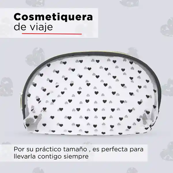 Cosmetiquera en Forma de Concha en Malla de Corazones Miniso