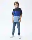 Polo Contrast Block M/c Azul Dark Ultraoscuro Talla 4 Niño Chevignon