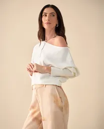 Suéter Tejido Crudo Vainilla Claro Talla L 461G210 Esprit