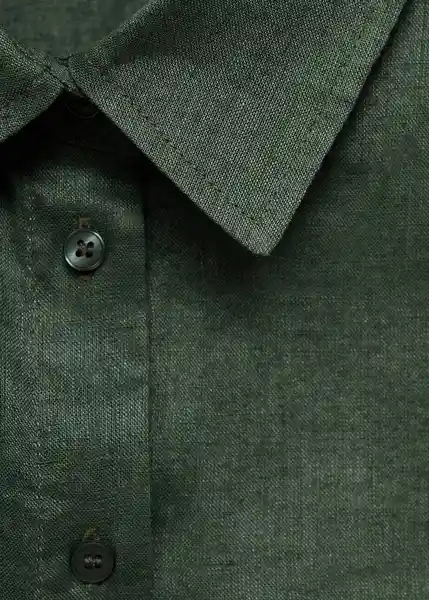 Camisa Lino Verde Talla XL Mujer Mango