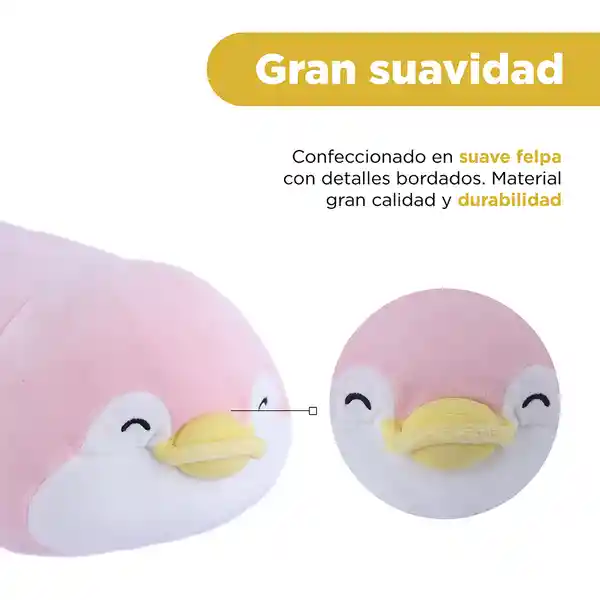 Peluche Pinguino Acostado Pendy Mini Family Rosa 19" Miniso