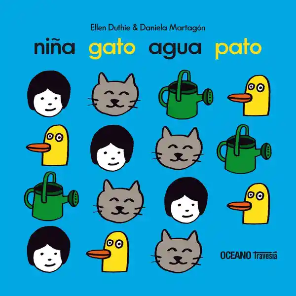 Niña, gato, agua, pato