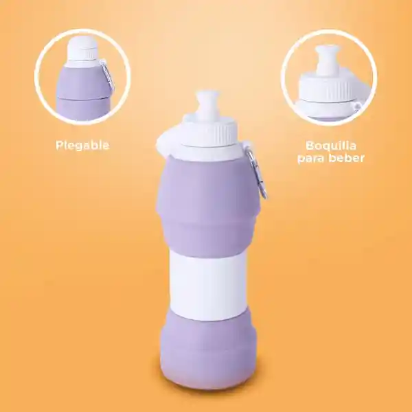 Vaso Plástico Plegable de Silicona Púrpura 600 mL Serie Miniso
