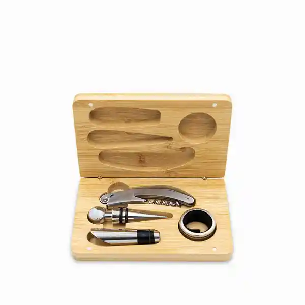 Kit Vino Caja Bambú Ambiente Gourmet