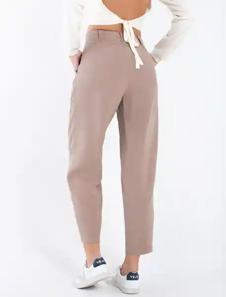 Pantalón De Tiro Alto Café Rubio Medio Talla 10 Mujer Naf Naf