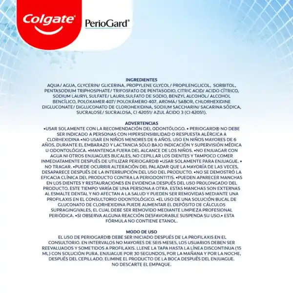 Colgate Enjuague Bucal Clorhexidina Periogard