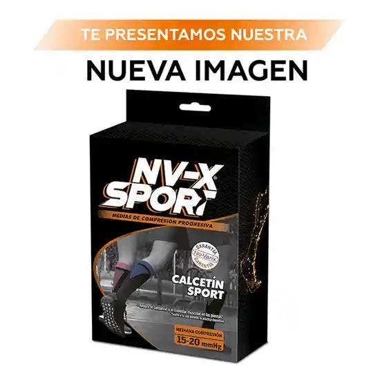 NV-X Sport Calcetín Deportivo Unisex 15-20 mm/hg Black Medium