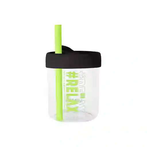 Vaso de Vidrio Con Tapa en Silicona Negro 350 mL Miniso