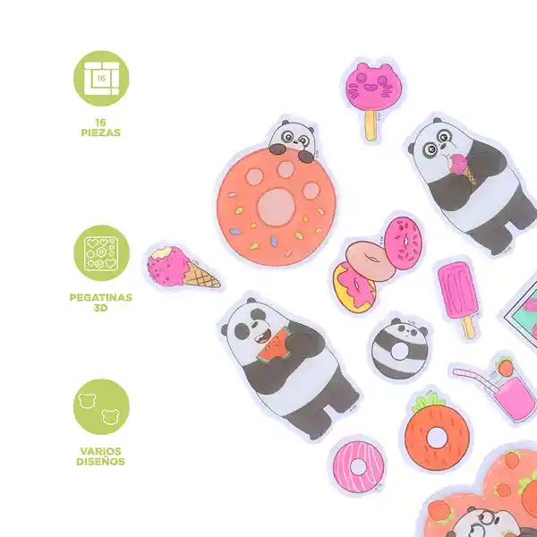 Sticker Epoxy 3D Colección Osos Escandalosos Panda Wbb Miniso