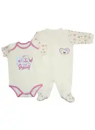 Oggi Set Body + Pijama Bebé 6/9 Meses - Beige