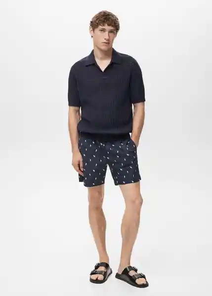 Short Concha Navy Talla XL Hombre Mango