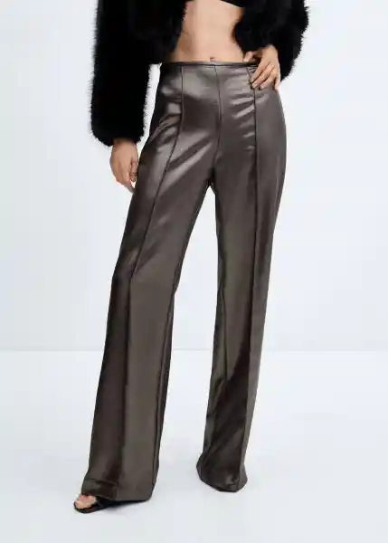 Pantalón Palax Plata Talla 34 Mujer Mango
