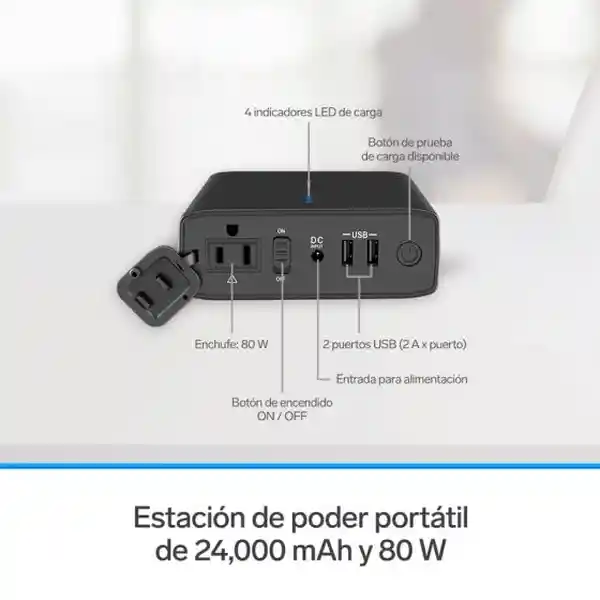 Steren Estación de Poder de 24000 Mah 80W