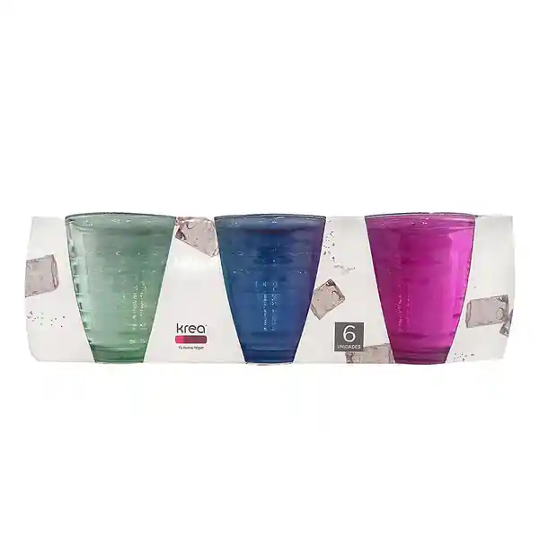 Krea Set Vasos Bajos Líneas Colores de 250 mL