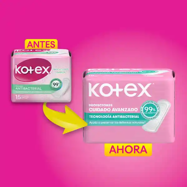 Protector Avanzado Kotex Tecnología Antibacterial 15 Und