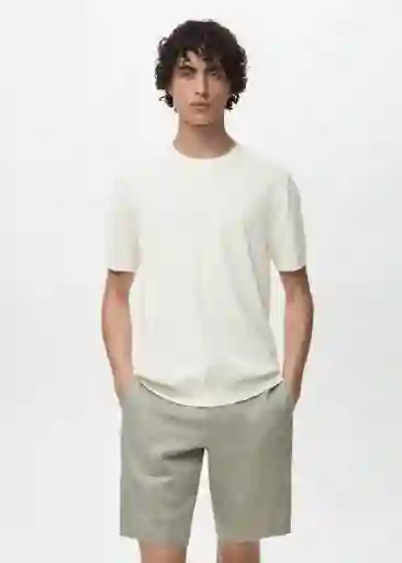 Camiseta Tricot Arraona Off White Talla L Hombre Mango