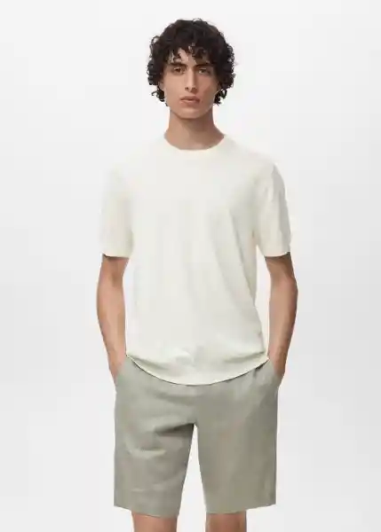 Camiseta Tricot Arraona Off White Talla L Hombre Mango