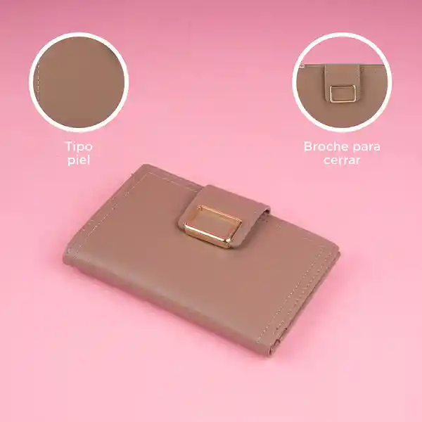Cartera Para Mujer Mediana Con Hebilla Cuadrada Khaki Miniso