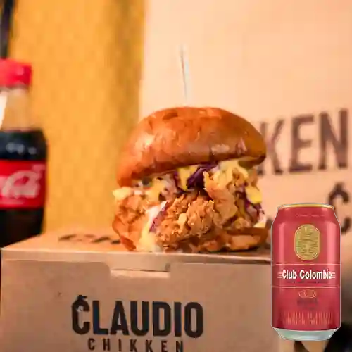 Combo Chikken Burger +Papas + Club col. Roja Lta 330ml