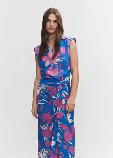 Camisa Nuti Azul Talla M Mujer Mango