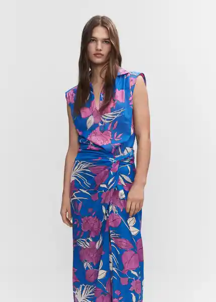 Camisa Nuti Azul Talla M Mujer Mango
