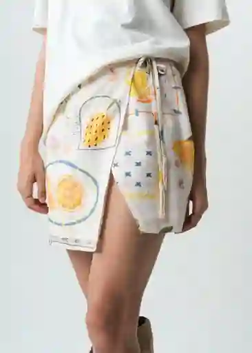 Falda Lindi Crudo Marfil Claro Talla M 442G385 Naf Naf