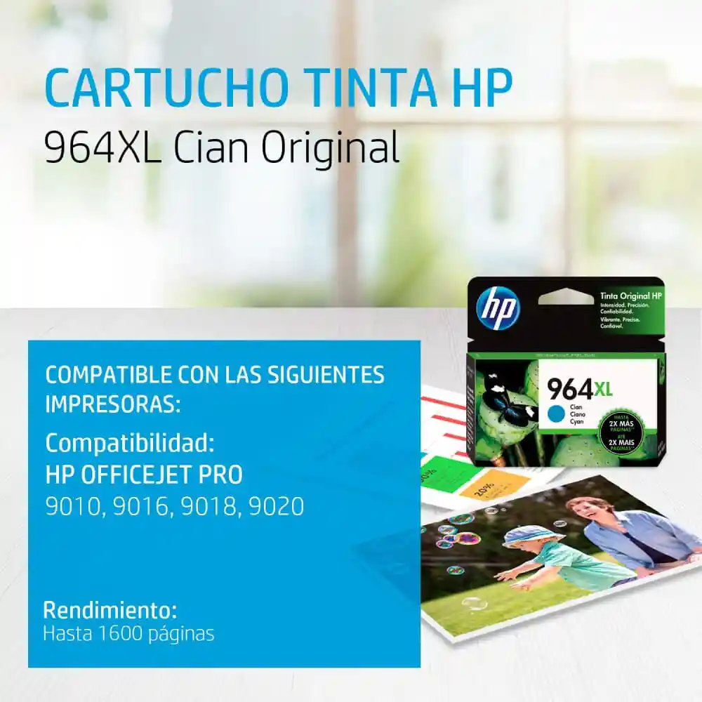 Hp Cartucho de Tinta 964Xl Cian Original 3Ja54Al