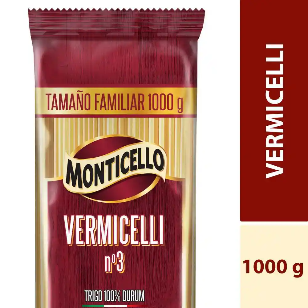 Monticello Pasta Vermicelli No. 3 Tamaño Familiar