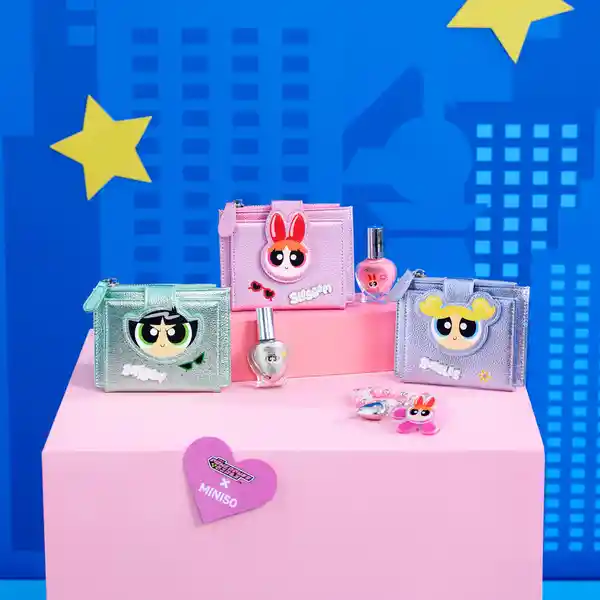 Tarjetero Metalizado Las Chicas Superpoderosas Azul Miniso