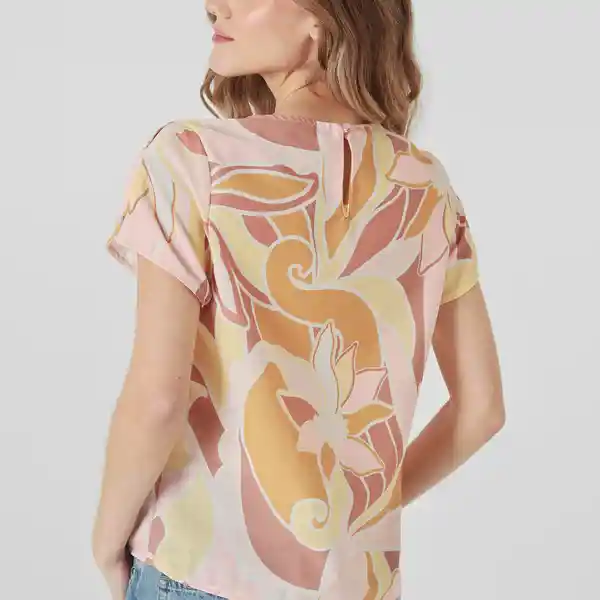 Blusa Cuello Redondo Manga Corta Multicolor Talla S 674362