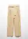 Pantalón Jhonny Beige Talla 36 Mujer Mango