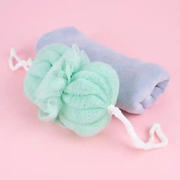 Esponja de Baño de Doble Bola Verde Claro Miniso
